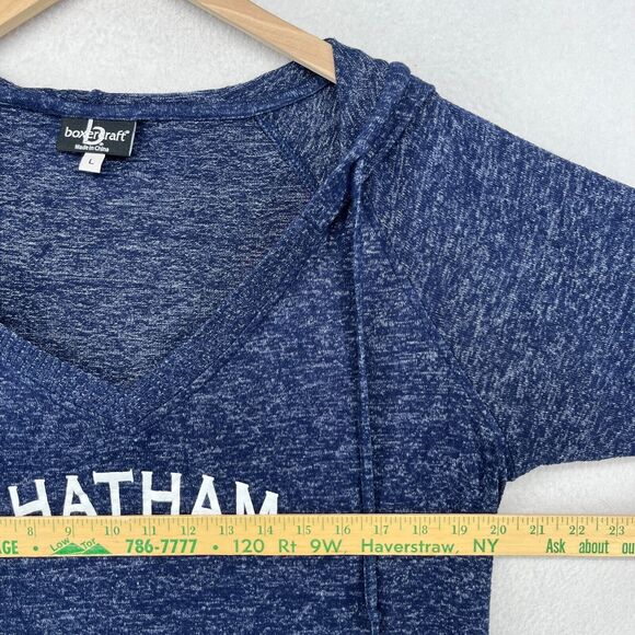 CHATAM Hoodie Top Womens L CAPE COD Nantucket Mass V-Neck Pullover Melange Blue - Picture 12 of 14